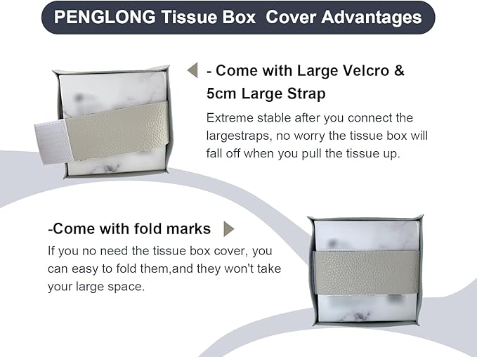 Tissue Box Cover 5X5X5'' PU Leather Tissue Holder Square Tissue Cube Box Organizer for Bathroom Vanity Countertop, Car, Night Stands, Office, Home, Kitchen (2Pack, Lime White)