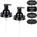Amolliar Mason Jar Foaming Soap Dispenser Pump, Plastic Foam Soap Pump Rustproof Stainless Steel Lid, Refillable Hand Soap, Waterproof Labels, Cute Farmhouse Decor, Bathroom Accessories, Black 2 Pack