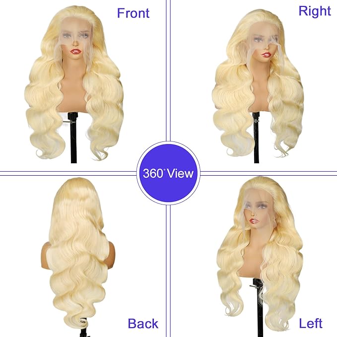 Sunelk 613 Lace Front Wig Human Hair 24 Inch Glueless Wigs Human Hair Pre Plucked 200 Density Body Wave Lace Front Wigs Human Hair for Black Women 13x6 HD Lace Frontal Blonde Wig