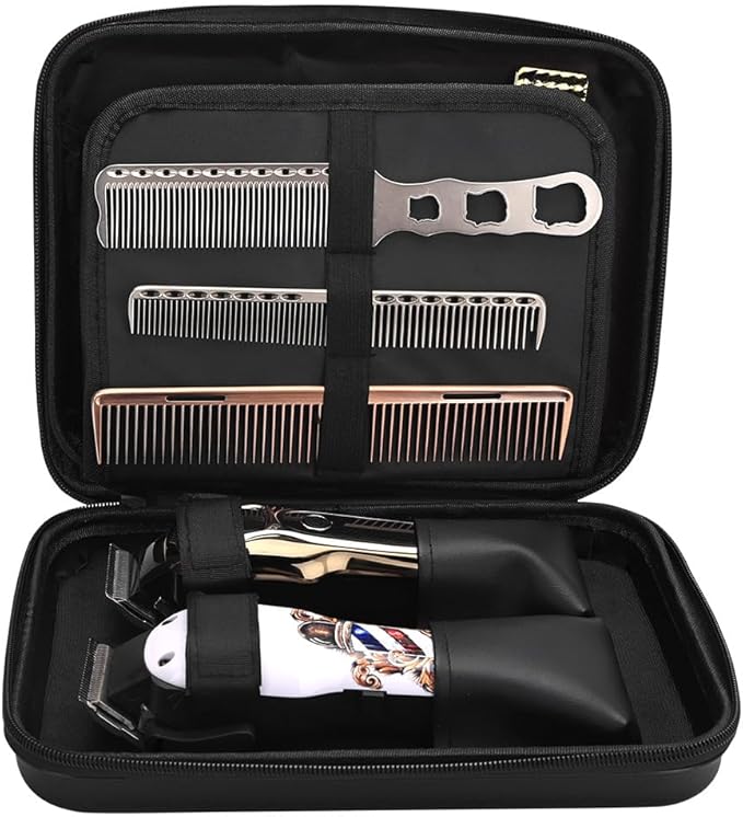 Barber Bag for Clippers Supplies, Sturdy Clipper Storage Case for Barber Accessories, Hair Trimmer Organizer Travel Bag for Men Razor Guard Grooming Kits (Big-Black)