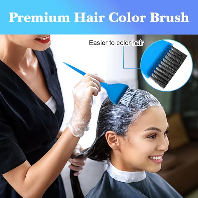Hair Dye Color Brush and Bowl Set, Color Bowl Brushes Tool Mixing Bowl Kit Tint Comb for Hair Tint Dying Coloring Applicator (Blue)