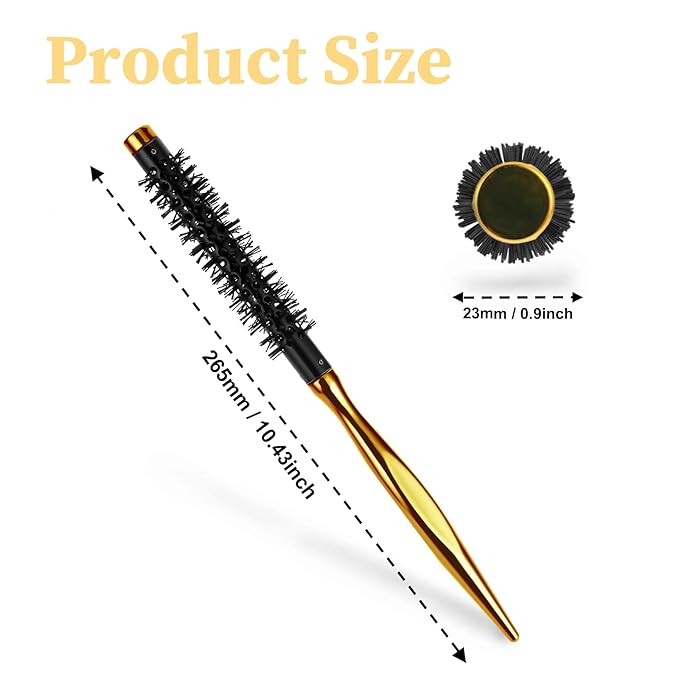 Mini Round Brush for Blow Drying, Travel Quiff Roller Brush with Ergonomic Handle and Nylon Bristles, Ideal for Women's Short and Thin Hair