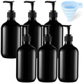 Sliner 6 Pcs Shampoo and Conditioner Dispenser Bottles 16.9 oz Plastic Shower Bottles with Pump and 1 Silicone Funnel Reusable Hand Soap Containers for Bathroom Shower(Black)