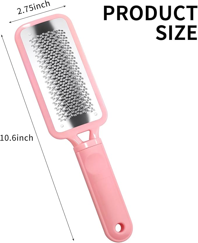 Foot Callus Remover – Professional Stainless Steel Foot File for Dead Skin, Callus & Hard Skin Removal – Ergonomic Design for Smooth, Baby-Soft Feet (Pink)