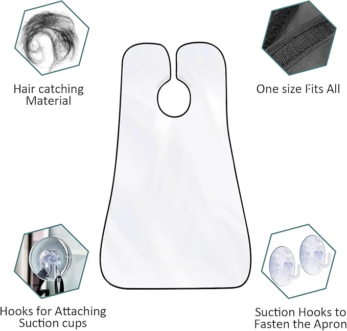 Beard Bib Apron, Beard Trimming Catcher for Men Shaving Hair Clippings Non-Stick Waterproof Grooming Cloth