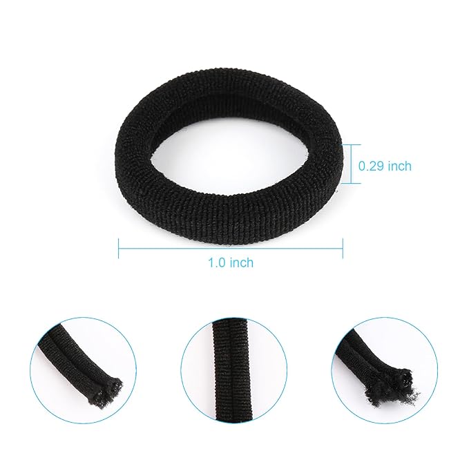 BAOLI 200PCS Cotton Toddler Hair Ties for Girls and Kids, Seamless Baby Hair Bands and Ties, Small Elastics Ponytail Holders,1 Inch in Diameter, Black and White by BAOLI