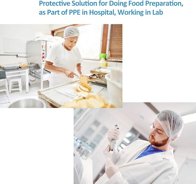 Cleaing 24 Inch Disposable Hair Cap Pack of 100 Blue, Hair Net for Nurses, Cooking, Food Service, Salon