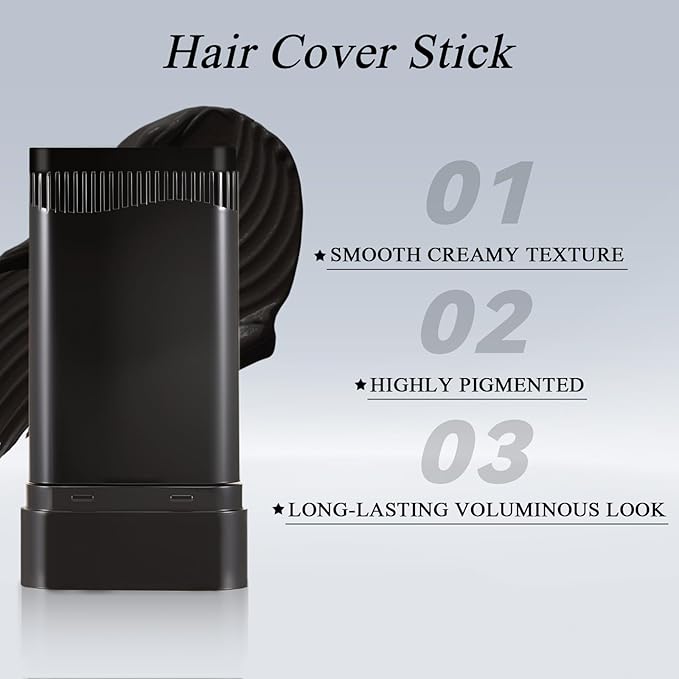 Hair Touch-Up Stick, Instant Gray Hair Cover Stick, Built-In Comb for Seamless Blending, Cream Concealer, Quick Temporary Cover