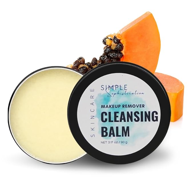 Tallow Cleansing Balm - With Grass-fed Beef Tallow, Papaya Enzyme | Waterproof Makeup Remover Balm | Natural Face Cleanser Oil | Sulphate Free | for sensitive skin, MADE IN USA - 3.17 oz/ 90 g