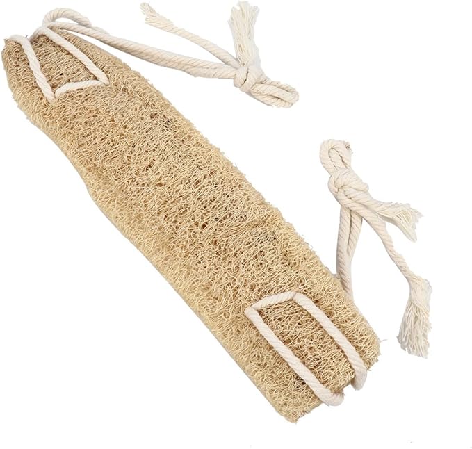 Back Scrubber Strap Natural Loofah Bath Body Scrubber Exfoliating Wash Band for Shower Bathing, Double-Sided Back Cleaner Suitable for Men and Women