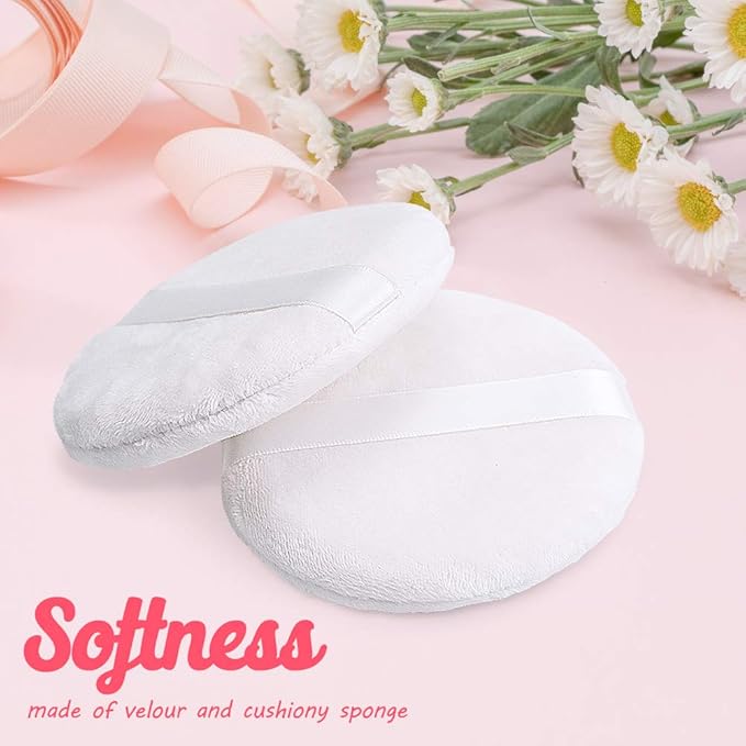 Topwon 4 Inch Powder Puff, Washable Large Body Powder Puff for Face Cleaning,Makeup & Powder Foundation Blending - Soft & Furry