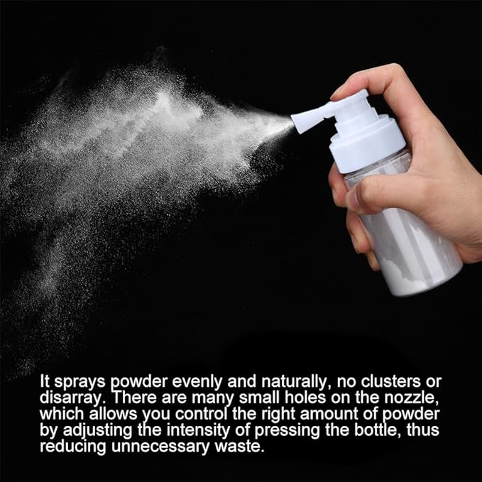 Barber Powder Bottle Spray - for Applying Talc and Powder - Empty Powder Puffer Bottle Travel Cosmetics Blower, Refillable Hair Fiber Applicator for Salon, Home, Beauty- White