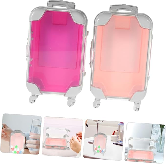 minkissy Mini Suitcase Bag for Women False Eyelashes Storage Case Small Makeup Case Travel Cosmetic Bag