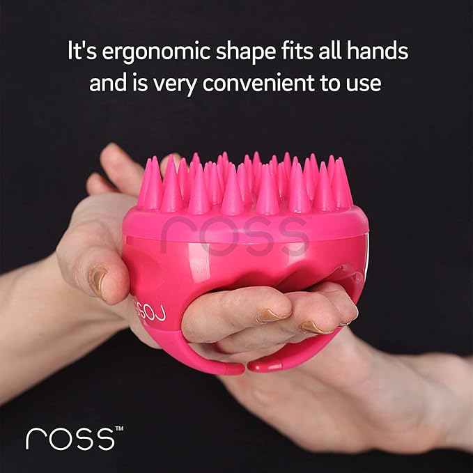 Ross Hair Scalp Massager Shampoo Brush with Soft Silicone Bristles for Anti Dandruff, Exfoliating with Scalp Care Manual Head Massager, 1 Count (Pack of 1) (Style 1, Pink)