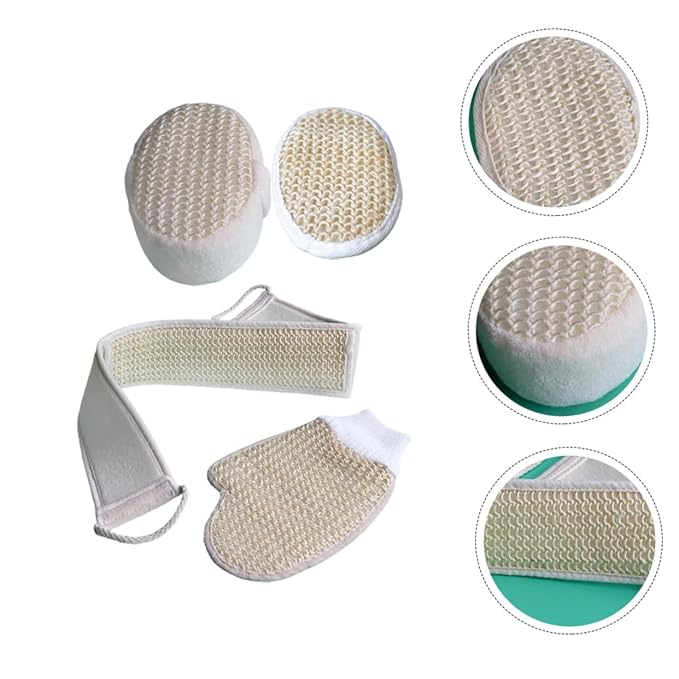 1 Set Comfortable Bath Sponge and Rubbing Strip Set for Household Use Includes Back Scrubber Strap Soft Bath Gloves and Pad for Skin Care