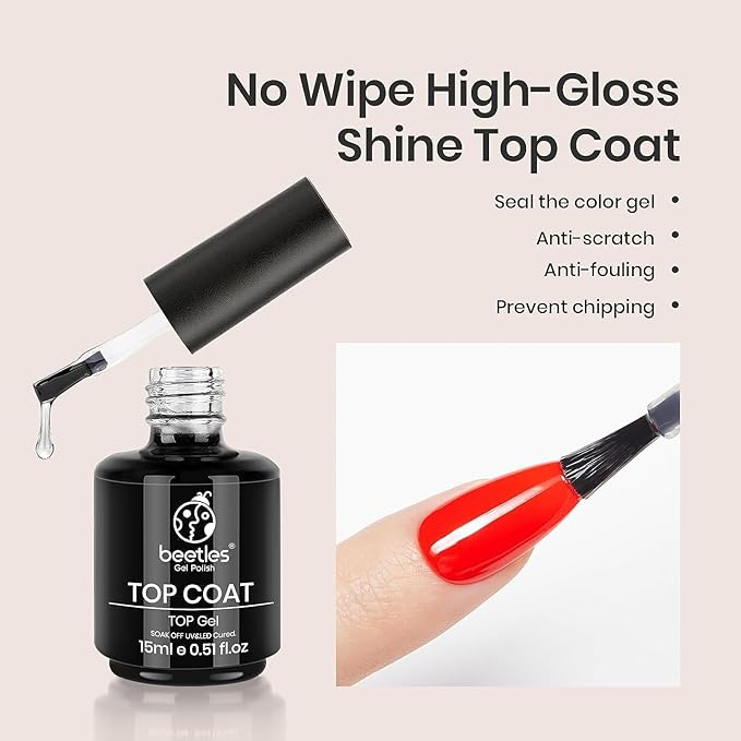 Beetles Blooming Gel & Base Top Coat Set, 3PCS 15ML Shine Finish Long Lasting No Wipe Top Coat Gel Nail Polish Base Spreading Marble Effect Soak off UV LED Nail Art Gifts for Women