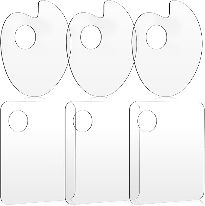 6pcs Acrylic Makeup Mixing Palette, Makeup Mixing Tray with Thumb Hole Cosmetic Palette for Painting Foundation Eye Shadow Nail Art