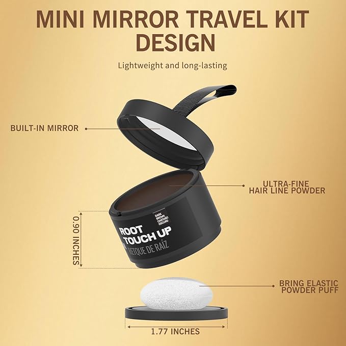 gowwim Hairline Powder(Dark Brown) Hair Root Dye, Instantly Hair Color Shadow Cover Gray Hair Root, Hair Touch-Up, Thin Hair Powder 4 g