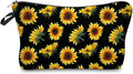 Deanfun Makeup Case Small, Cosmetic Zipper Bag Waterproof for Purse Mini, Women Cute Traveling Accessories Pouch for Ladies Thanksgiving Gifts(Sunflower D2-52355)