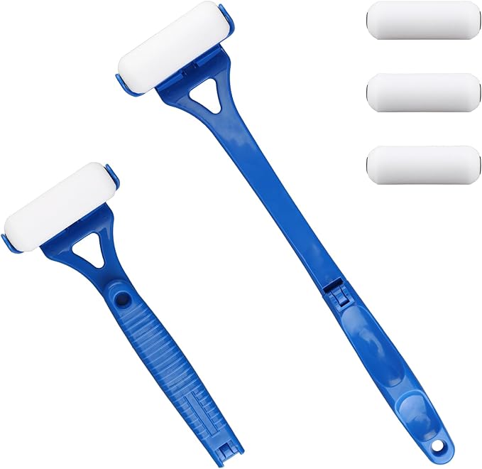 Back Lotion Applicator, Foldable Handle with 3 Reusable Foam Rollers, Back Tanning Applicator, Evenly Applies Moisturizer Cream Ointment to Hard-to-Reach Areas for Men & Women & Seniors