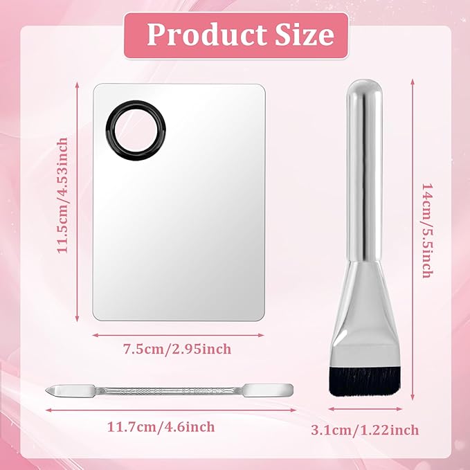 3 Pcs Make Up Spatula Tool including Cosmetic Makeup Mixing Palette Flat Foundation Brush Foundation Makeup Plate for Nail Art Eye Shadow Facial Cosmetic Pigment Blending