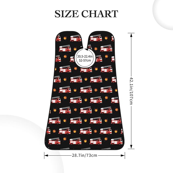 Non-Stick Beard Bib for Shaving, Fire Fighters Red Fire Truck Cartoon Shave Bib, Waterproof Hair Catcher with Suction Cups, Grooming Apron Men Husband