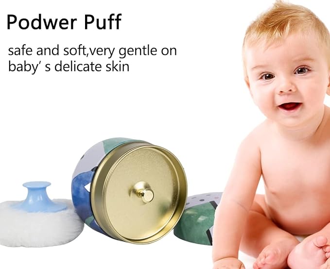 FOTN Body Powder Puff and Container for Dusting Powder,Powder Puff for Body Powder,Body Powder Container for Baby Women Loose Powder Containers (Abstract)