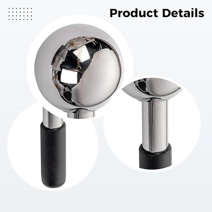 2 Pcs Ice Globes, Stainless Steel Facial Massager, Hot & Cold Therapy, Cryo Sticks, 5.3 X 1.9 in, Headache & Puffiness Relief