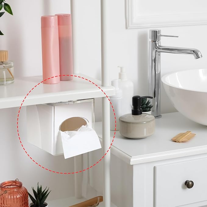 Geelin 1 Pcs Tissue Box Holder Wall Mount Acrylic Dispenses Tissue Box Shelf Gloves Wipes Paper Napkins Organizer Upward or Downward for Kitchen Bathroom Office Rv (Clear)