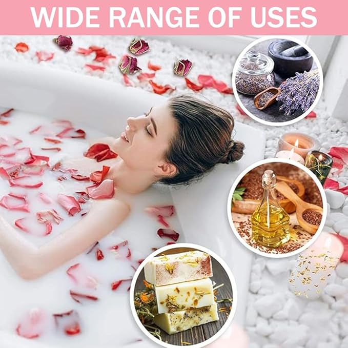 Dried Flowers Pedicure Foot Soak Kit,8 Bags Set for Dry Tired Feet,Including Rose Buds,Lavender,Jasmine,Chrysanthemum,Lemongrass,Mint, Peony,Peach Blossom (8 Bags, Dried Flowers)