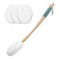 AmazerBath Lotion Applicator for Back, Feet, 4 Replacement Pads with 17" Curved Handle, Back Sunscreen Applicator for Kids, Elderly, Women, Apply Skin Cream Medicine Moisturizer Tanner, White