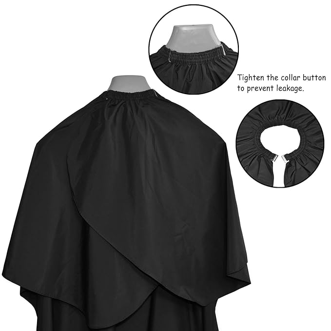 Hair Cutting Cape - Waterproof Salon Barber Cape Cloth Hairdressing Nylon Gown Unisex Black Haircut Apron for Hair Styling,Cutting and Coloring - 47 x 59 Inches