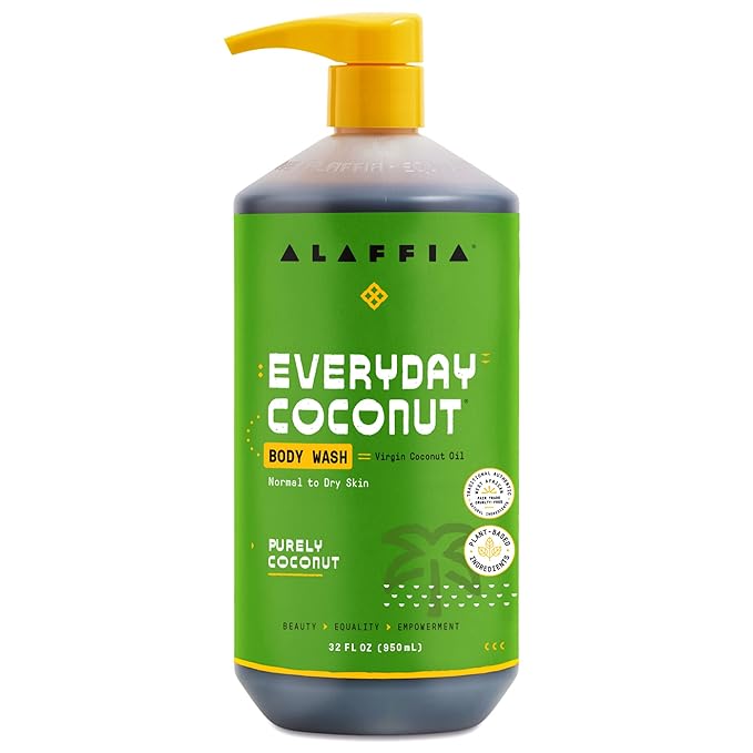 Alaffia Body Wash, Everyday Coconut – Moisturizing Soap with Nourishing Coffee Berry Extract & Coconut Water, Vegan & Cruelty-Free, 32 Oz