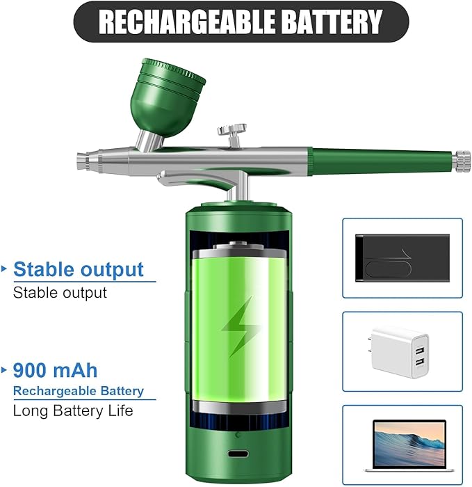Airbrush Kit Portable Airbrush Air Brush Kit with Air Compressor Airbrush for Nails Airbrush Compressor High Pressure Nail Airbrush Machine Handheld Mini Air Brush Kit (green)