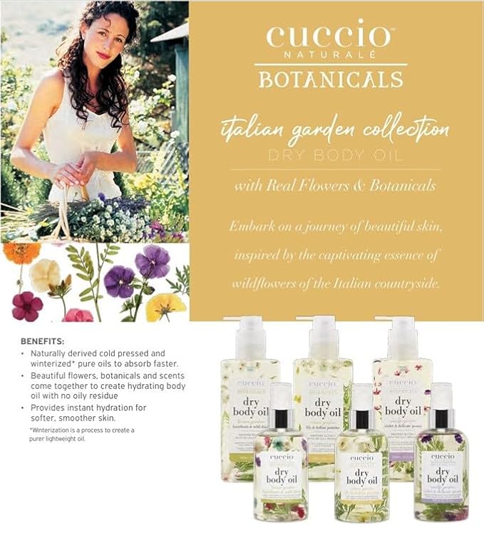 Cuccio Naturale Hydrating Dry Body Oil – Lily & Italian Jasmine, Fast‑Absorbing Non‑Greasy Moisturizer for Soft Radiant Skin, 15 fl oz