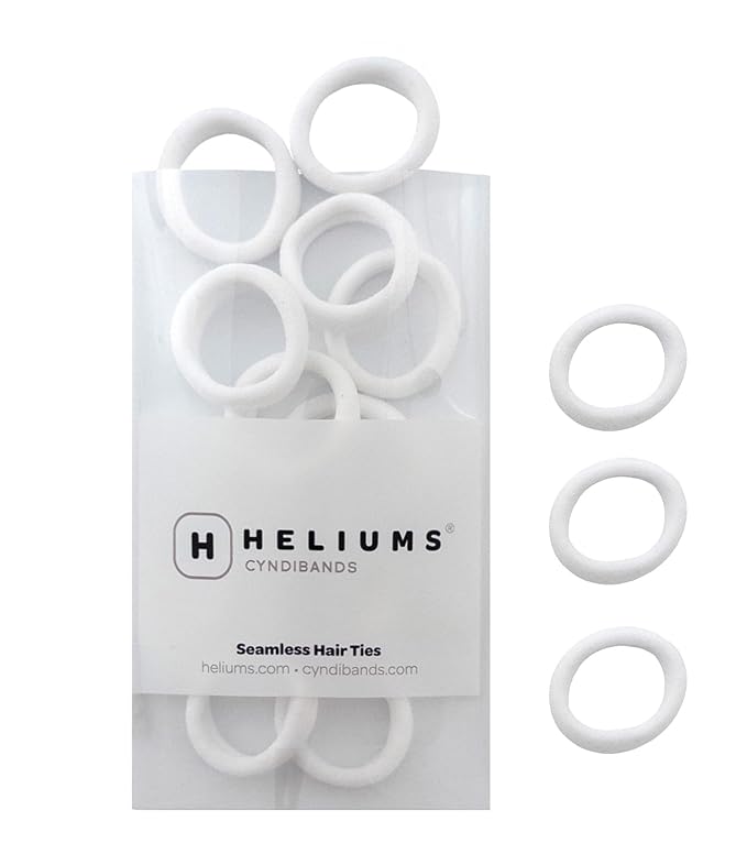 Heliums Small Soft Hair Ties - White - 1 Inch Mini Nylon Bands, No Damage Ponytail Holders for Kids, Braids, and Thin Hair - 30 Count