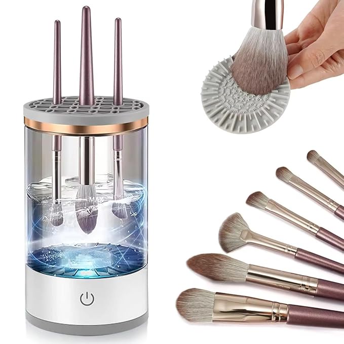 Makeup Brush Cleaner,Electric Makeup Brush Cleaner Machine for Deep Cleaning,Automatic Spinning Cosmetic Brush Cleaner for All Size Makeup Brush
