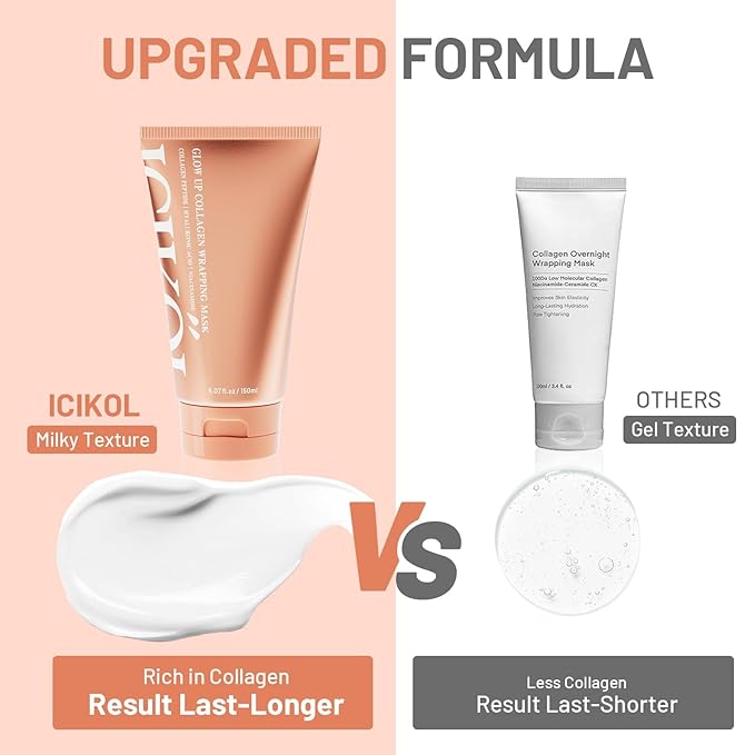 Collagen Peptides Night Wrapping Face Mask, Hyaluronic Acid Peel Off Masks with Vitamin E for Deep Hydrating and Smooth Looking, Overnight Facial Mask for Women Glass Skin, 150ML Large Size