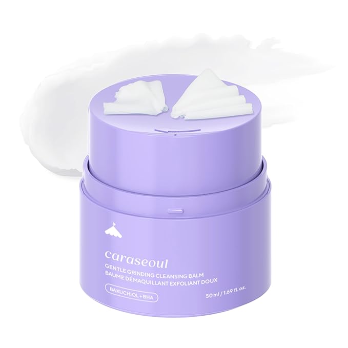 caraseoul Gentle Grinding Cleansing Balm Makeup Remover with BHA Salicylic Acid & Bakuchiol, Vegan, Non-Greasy Texture, Cleansing Oil Travel Size, Korean Skin Care, For All Skin Type (50ml/1.69 fl.oz)