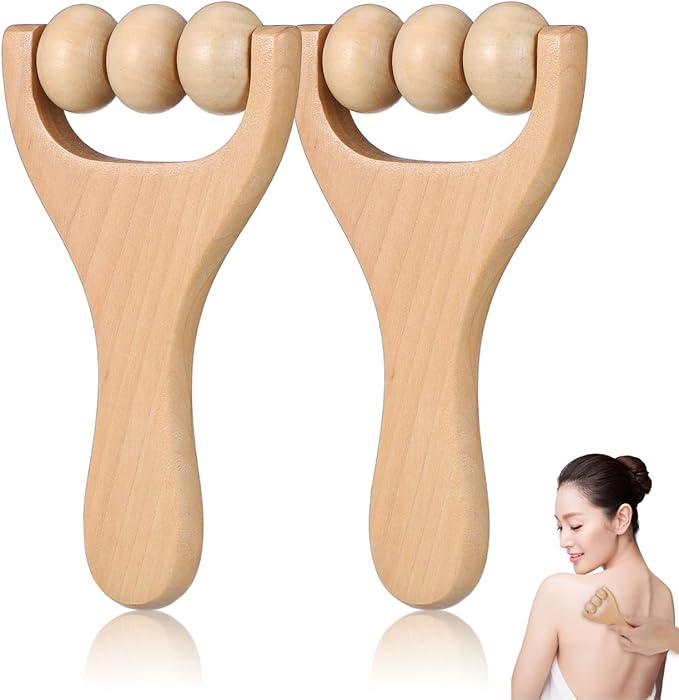 Ciieeo 2Pcs Wooden Massage Roller Massager Wooden Trigger Point Body and Face Roller for Foot Shoulder Neck and Waist Relaxation - Improve Sleep Quality