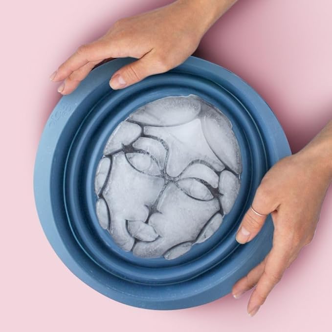 Facial Cold Plunge™ | Collapsible Silicone Ice Facial Bowl with Built-in Ice Tray | Portable Face Ice Bath for Skin Tightening, Puffiness, Acne Relief & Glow (Soft Pink) (Baby Ice)