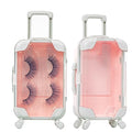Fake Eyelash Organizer Case Eyelash Extension Mini Suitcase Lashes Organizer Packing Makeup Container Luaage Box for Women Travel 2 Eyelash Tray (Pink)