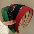 Huachi Plaid Headbands for Women Red Headband Non Slip 1 inch Wide Cute Headband for Girls, Holiday Head Bands Elastic Hair Bands Fashion Hair Accessories