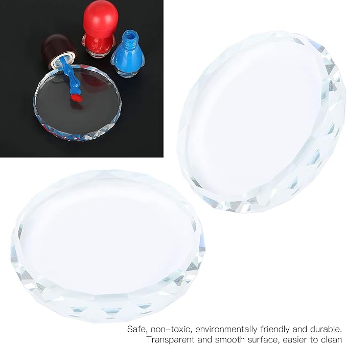 Yinhing Nail Palette Board, Nail Art Palette,2PCS/Set Nail Art Palettes Color Mixing Toning Glass False Eyelash Glue Hold Makeup Pallet for Acrylic Manicure