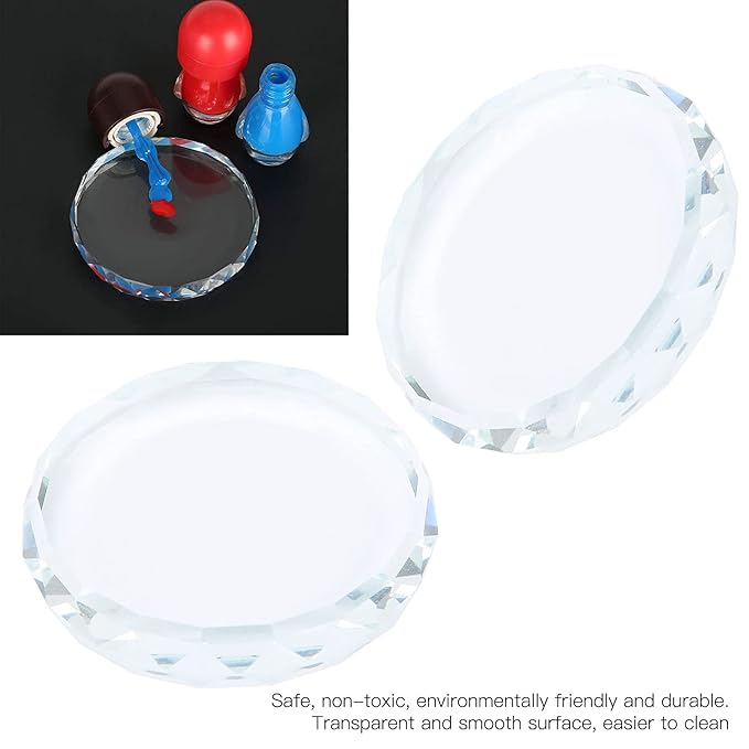 Nail Art Palette, 2PCS Nail Polish Mixing Plate, Nail Art Painting Color Toning Glass Board for Makeup Pallet Display Cosmetic Mixing Tools