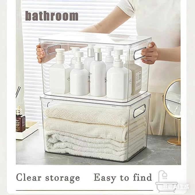 Ytteve 4-Pack Extra Large Clear Plastic Storage Bins with Lids and Handles, 14.4" x 10" x 9.5" Organizer Containers for Closet Shelves Cabinet Office Kitchen Bathroom Laundry