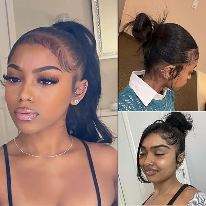 Body Wave 360 Lace Front Wigs Human Hair Pre Plucked Lace Frontal Wigs with Baby Hair for Black Women Natural Black (360 Lace Wigs, 14 Inch)