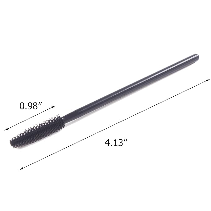BIHRTC Pack of 100 One-Off Disposable Silicone Eyelash Mascara Brushes Wands Applicator Eyebrow Brush Makeup Tool Kit Set (Tower Shape - Black)