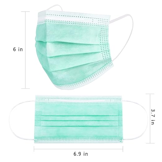 Borje Green Disposable Face Mask 100 Pcs Green Face Masks 3 Ply Protection Masks