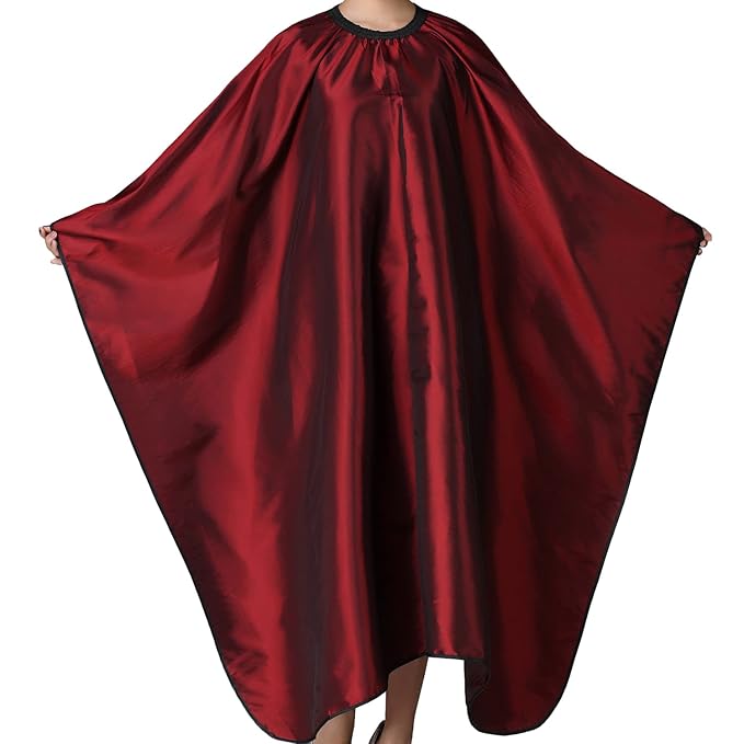 Barber Cape, Professional Hair Salon Cape with Adjustable Metal Clip, Shampoo Hair Cutting Cape for Barbers and Stylists - 55 x 63 inches (Wine Red)